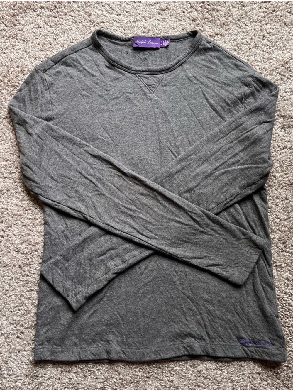 Ralph Lauren Purple Label Grey Long-Sleeve Crewneck Men's Shirt